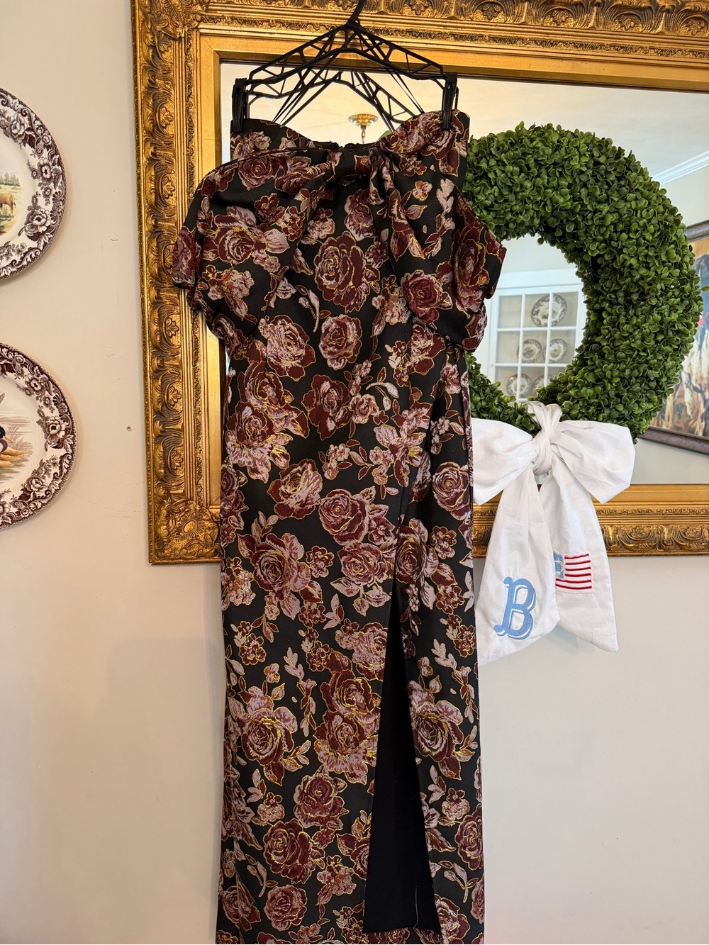 Petal & Pup Black Floral off the shoulder Maxi Dress
